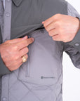 Men's Jetty Insulated Shirt in Stainless, chest pocket and snap detail