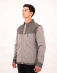 Men's Jetty Insulated Shirt in Stainless, three-quarter studio view on model