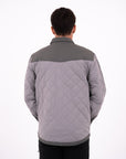 Men's Jetty Insulated Shirt in Stainless, back studio view showing quilted construction
