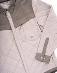 Men's Jetty Insulated Shirt in Stainless, flat studio detail of quilted front and cuff
