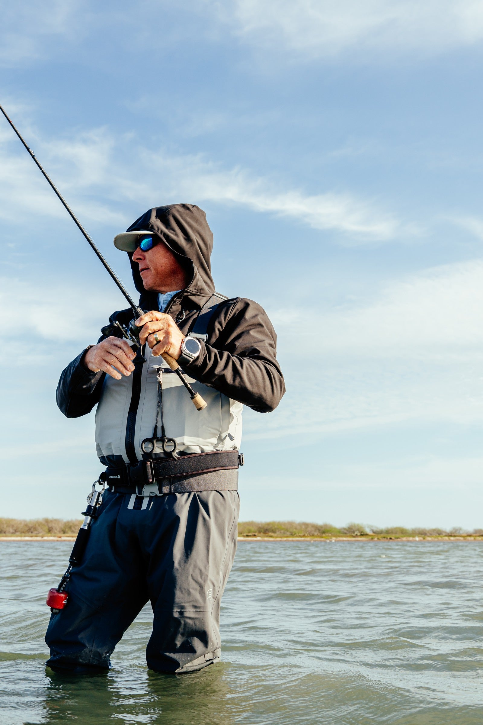 Wade fishing the flats in the Breakwater Wader