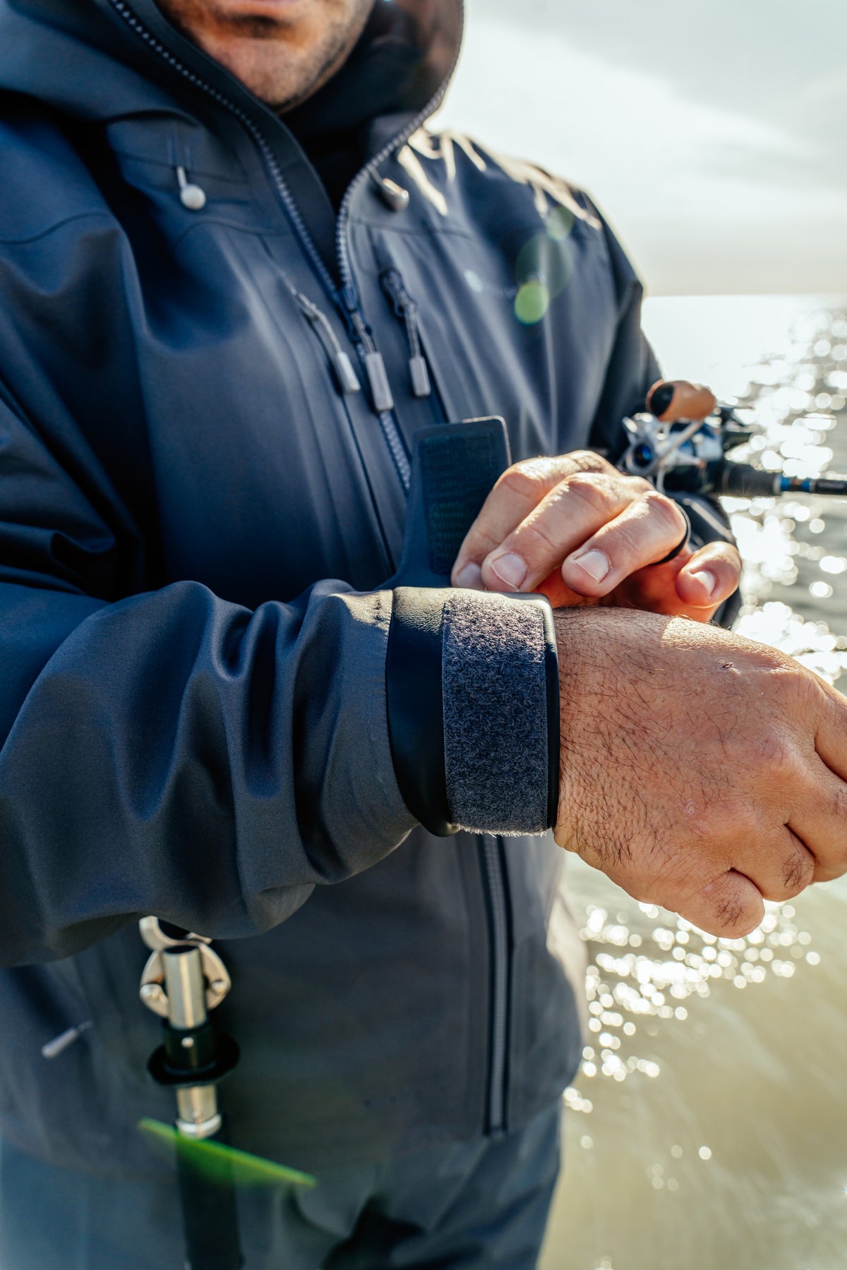HD Coastal Fishing Jacket — adjustable neoprene cuff detail