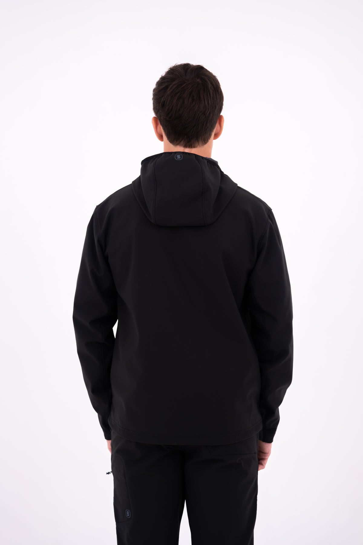 Men's Windward Thermal Hoody in Black — studio back view