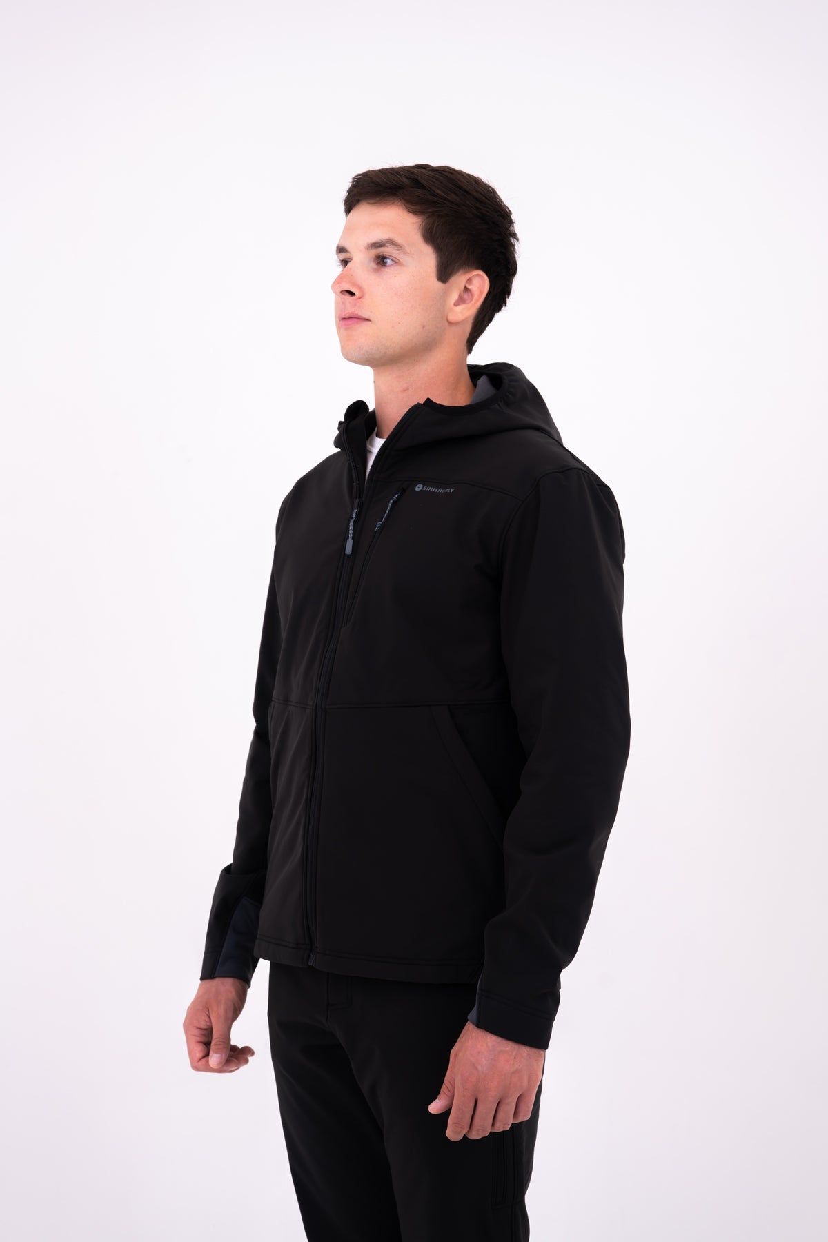Men's Windward Thermal Hoody in Black — studio side view